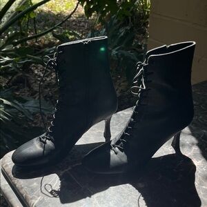 Reformation Natalia Black Lace-Up Ankle Boots